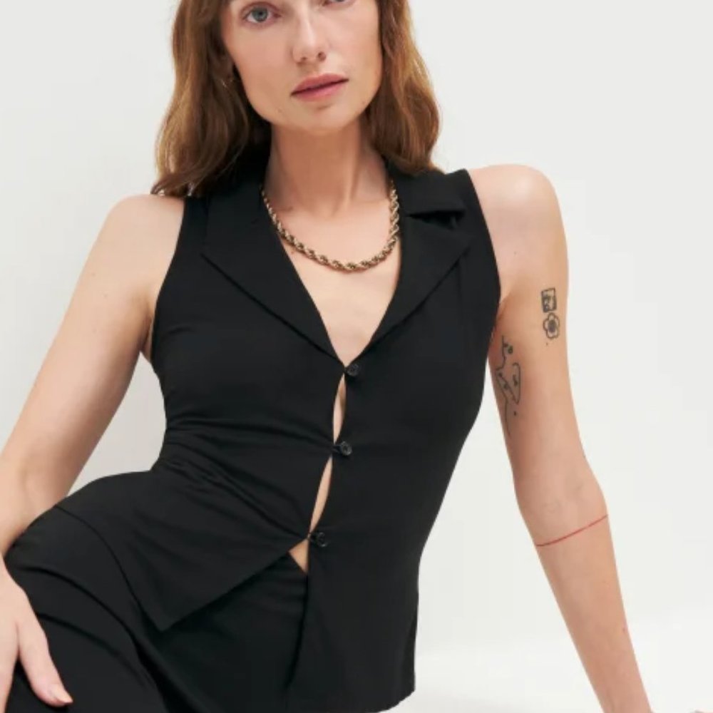 Reformation Dorothea Black Knit Tank Size M